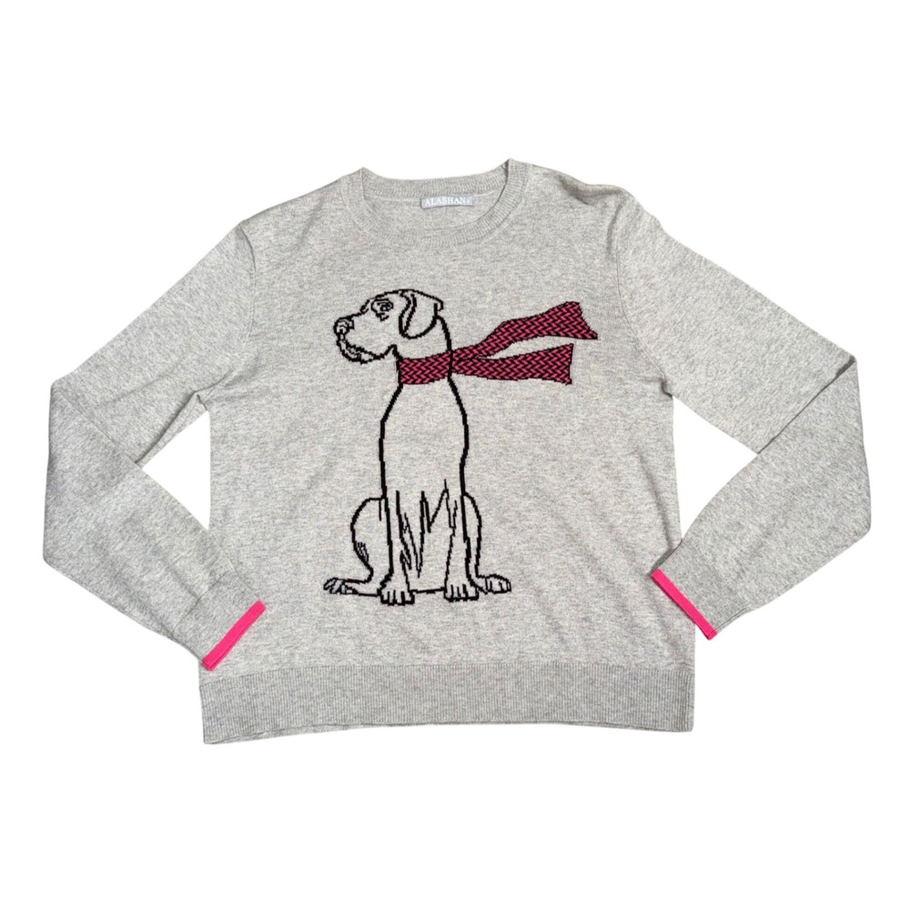 Alashan Cashmere Dog Sweater Women Small Gray Pink Excellent Great Dane Motif